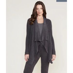 Elegant Charcoal Open Front Cardigan by [Brand]